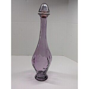 Mid Century Style Optic Genie Bottle Decanter w/ Stopper Purple 16"-18"